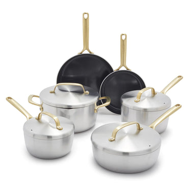 10-Piece Cookware Set | Champagne Handles