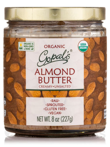 Sprouted Organic Raw Almond Butter, Unsalted - 8 Oz (228 Grams)