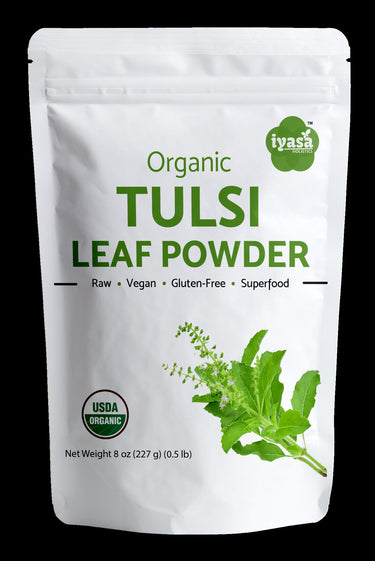 Tulsi Powder Organic, Holy Basil- Ocimum Sanctum, Tulsi Tea, Ayurveda Herb, Resealable Pack of 4, 8 and 16 Oz.