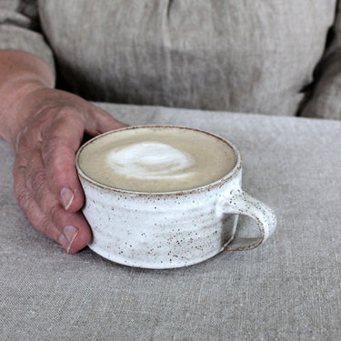MADE to ORDER 8 Oz White Coffee Mug / Cappuccino Cup with Handle / Handmade Cappuccino Mug / Ceramics Mug / Matte White Mug / Pottery Coffee