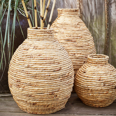 Indoor Flower Vase with Rustic Elegance for Home Decor - Medium Water Hyacinth Vase