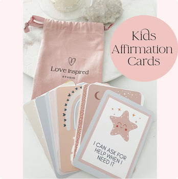 Positive Affirmation Cards for Kids, Mindful Meditation for Children, Teacher Aid, Set of 20 Card Print Gift with Pouch, Anxiety Tool