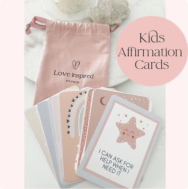 Positive Affirmation Cards for Kids, Mindful Meditation for Children, Teacher Aid, Set of 20 Card Print Gift with Pouch, Anxiety Tool