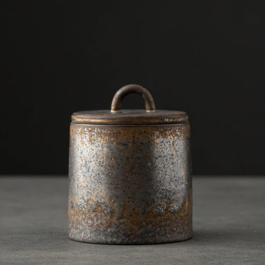 Retro Stoneware Tea Packaging Box Household Japanese Four Seasons Ceramic Sealed Storage Jar for Tea