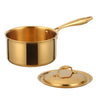 Thicken Golden Stainless Steel Boiling Pot with Lid Kitchen Soup Milk Cooking Pan Long Anti-Heat Handle Cookware for Restaurant