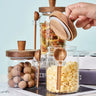 Glass Sealed Jar Five Grains Coffee and Tea Storage Can with Wooden Spoon Seasoning Bottle Kitchen Moisture-Proof Storage Tank