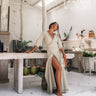 Long Boho Wrap Dress Women ∆ Boho Clothing Maxi Dress ∆ Organic Bohemian Dress ∆ Fringe Raw Cotton Dress Gown ∆ Summer Goddess Dress / Sage