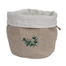 Soft Linen Bread Basket with Lining, Two-Layer, ECO, ZERO WASTE, Natural Linen. Embroidery: Herbs.