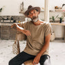 Mens Boho Shirt ∆ Raw Cotton Hippie Tshirt Boho Mens Clothing ∆ Man Festival Clothes Organic Vegan Tee Shirt ∆ Eco Comfy Tribal Top / Sage